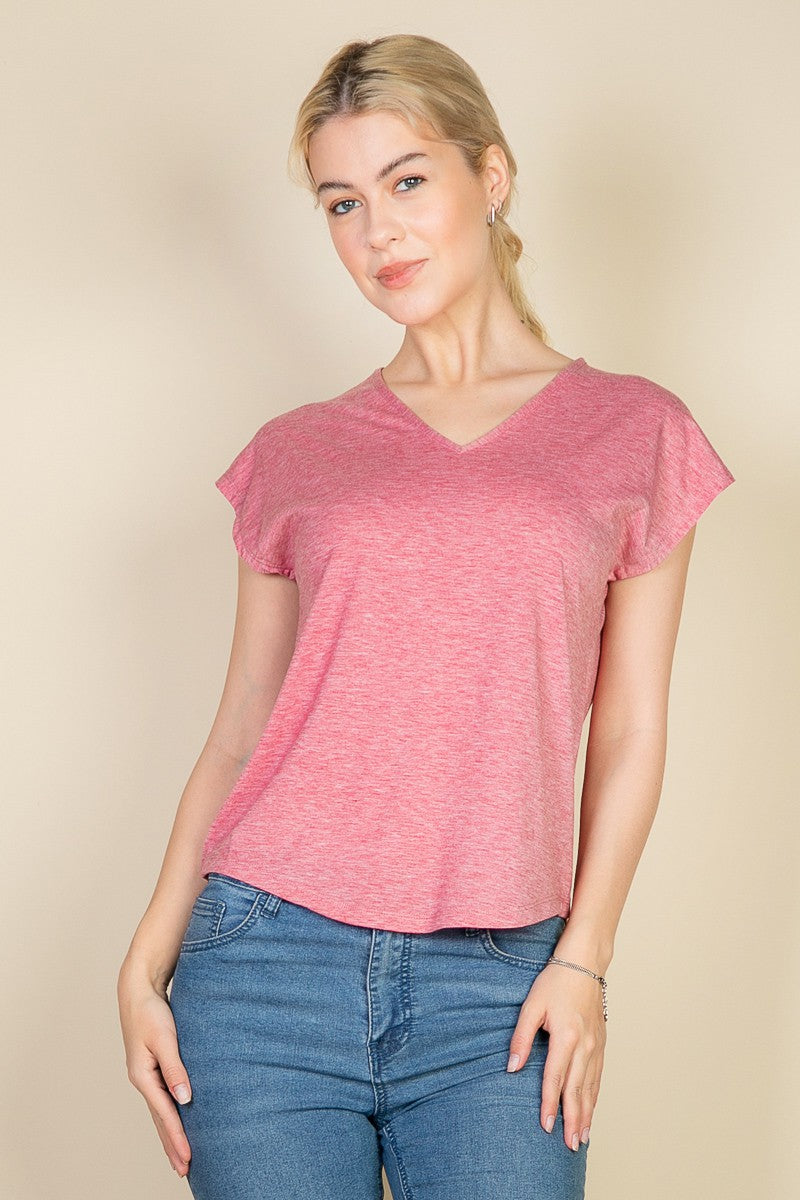 V-Neck Batwing Sleeve Washed Tee