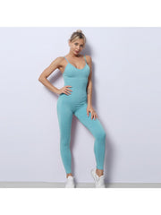 Skinny Pure Color Yoga Jumpsuit