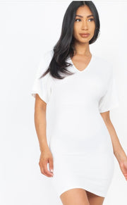 Dolman Sleeves Solid Mini Dress