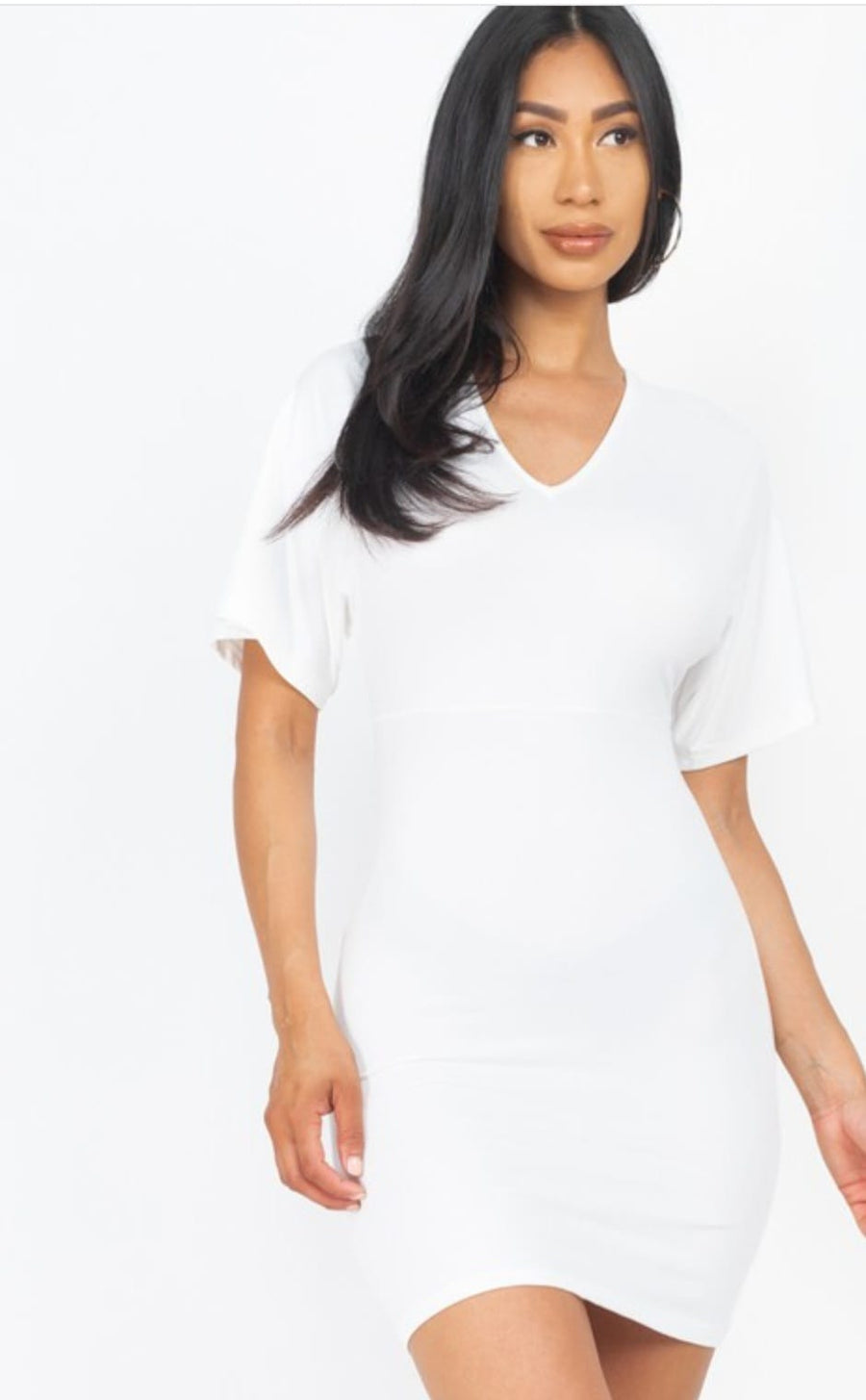 Dolman Sleeves Solid Mini Dress