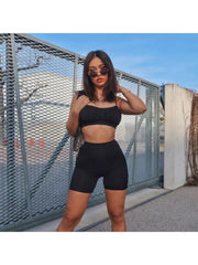 Pure Color Vest Top And Short Set