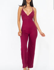 Subtle Aroma Solid V Neck Cami Jumpsuits
