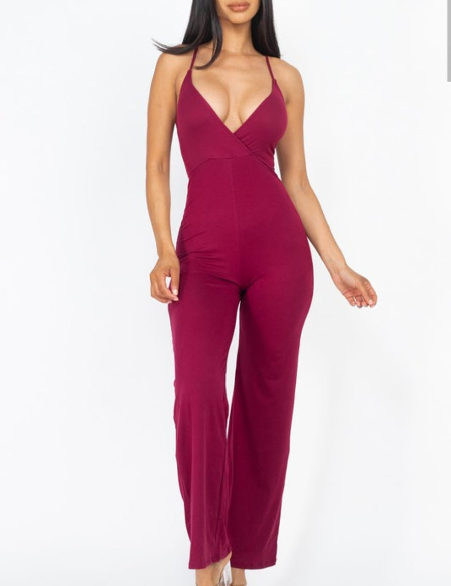 Subtle Aroma Solid V Neck Cami Jumpsuits