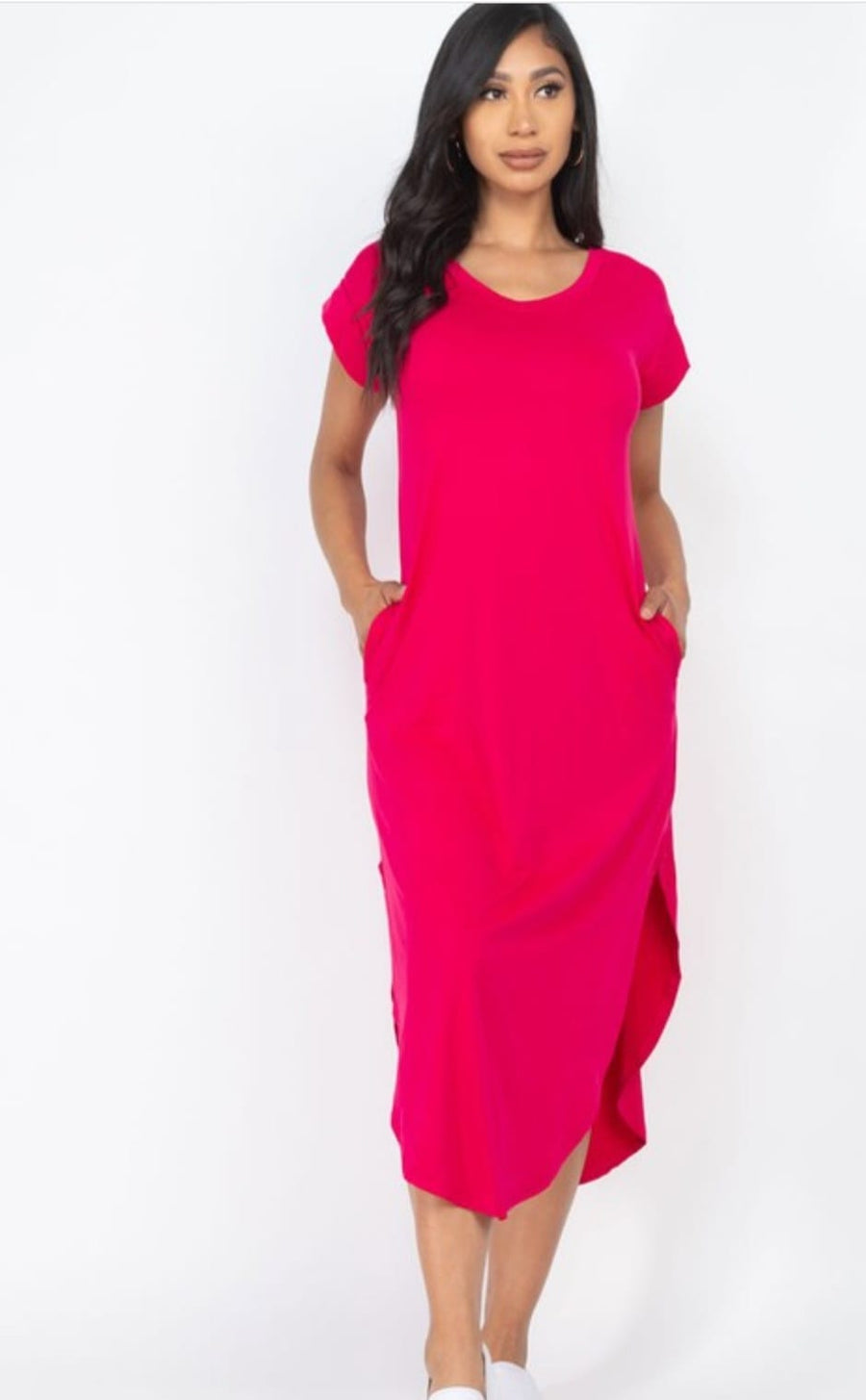Cap Sleeve V Neck Maxi Dress