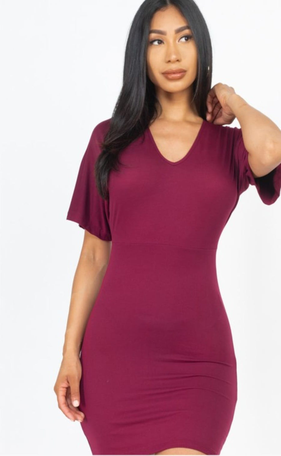 Dolman Sleeves Solid Mini Dress