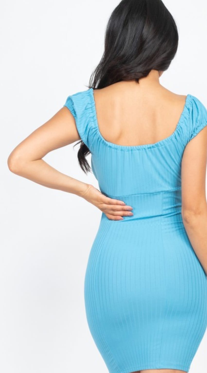 Strap tie Off Shoulder Ribbed Bodycon Dress