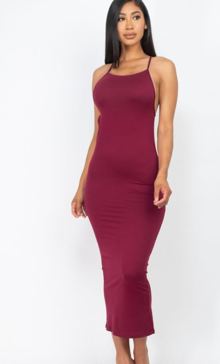 Open Back Crisscross Cut out Maxi Dress
