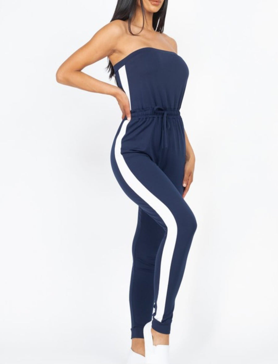 Moments Tube Top Line Trim Jumpsuit