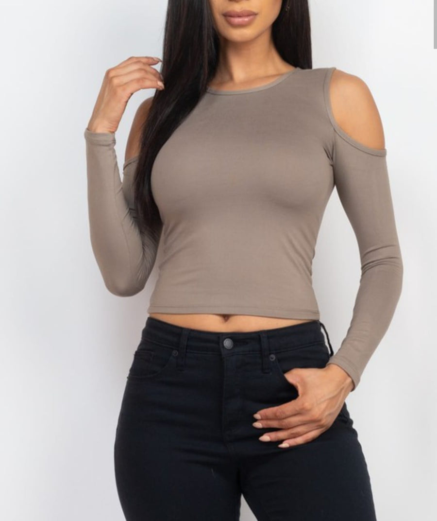 Cold Shoulder Long Sleeve Top