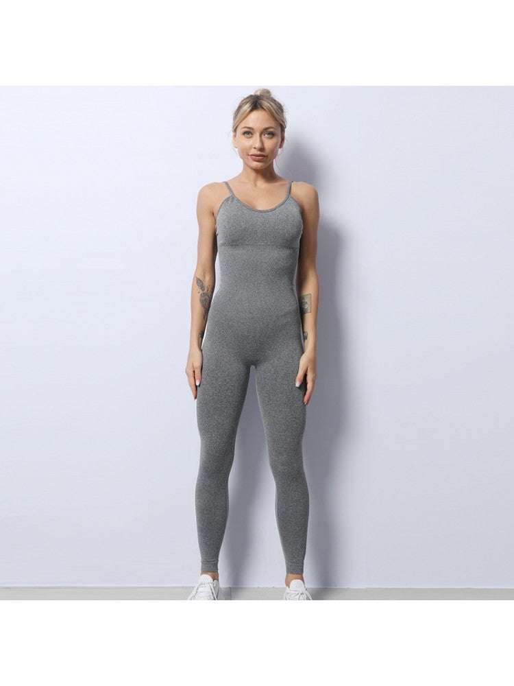 Skinny Pure Color Yoga Jumpsuit