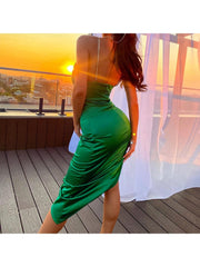 Satin Love Split Hem Dress