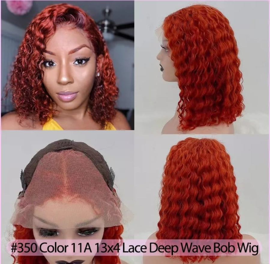 Mink Human Hair #350 Bob Wig 13x4 Transparent Lace 150% Density