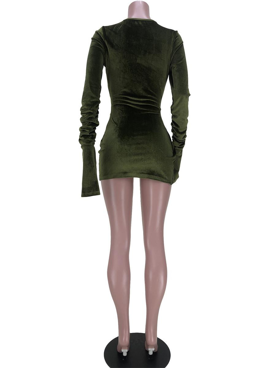 Velvet Everything Flare Sleeve Hollowed Out Dress