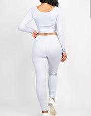 Summer Winds Strap Ruched Crop Top and Pants Set
