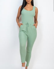 Compromise Ribbed Sleeveless Drawstring Jumpsuit