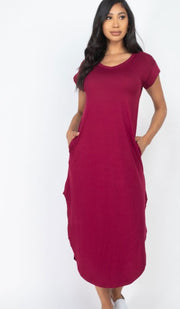 Cap Sleeve V Neck Maxi Dress