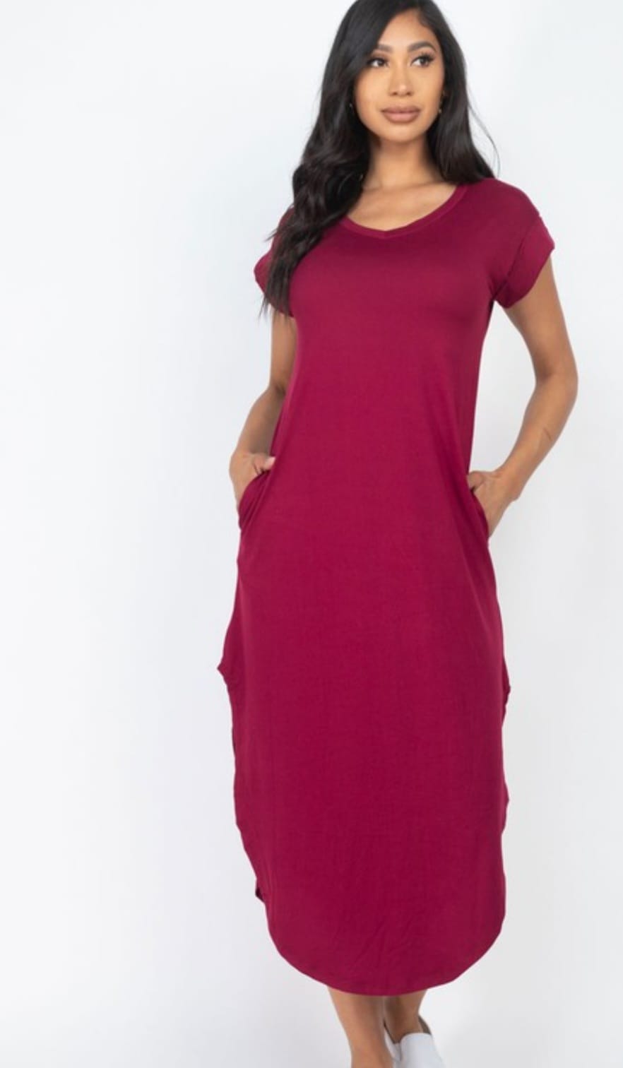 Cap Sleeve V Neck Maxi Dress