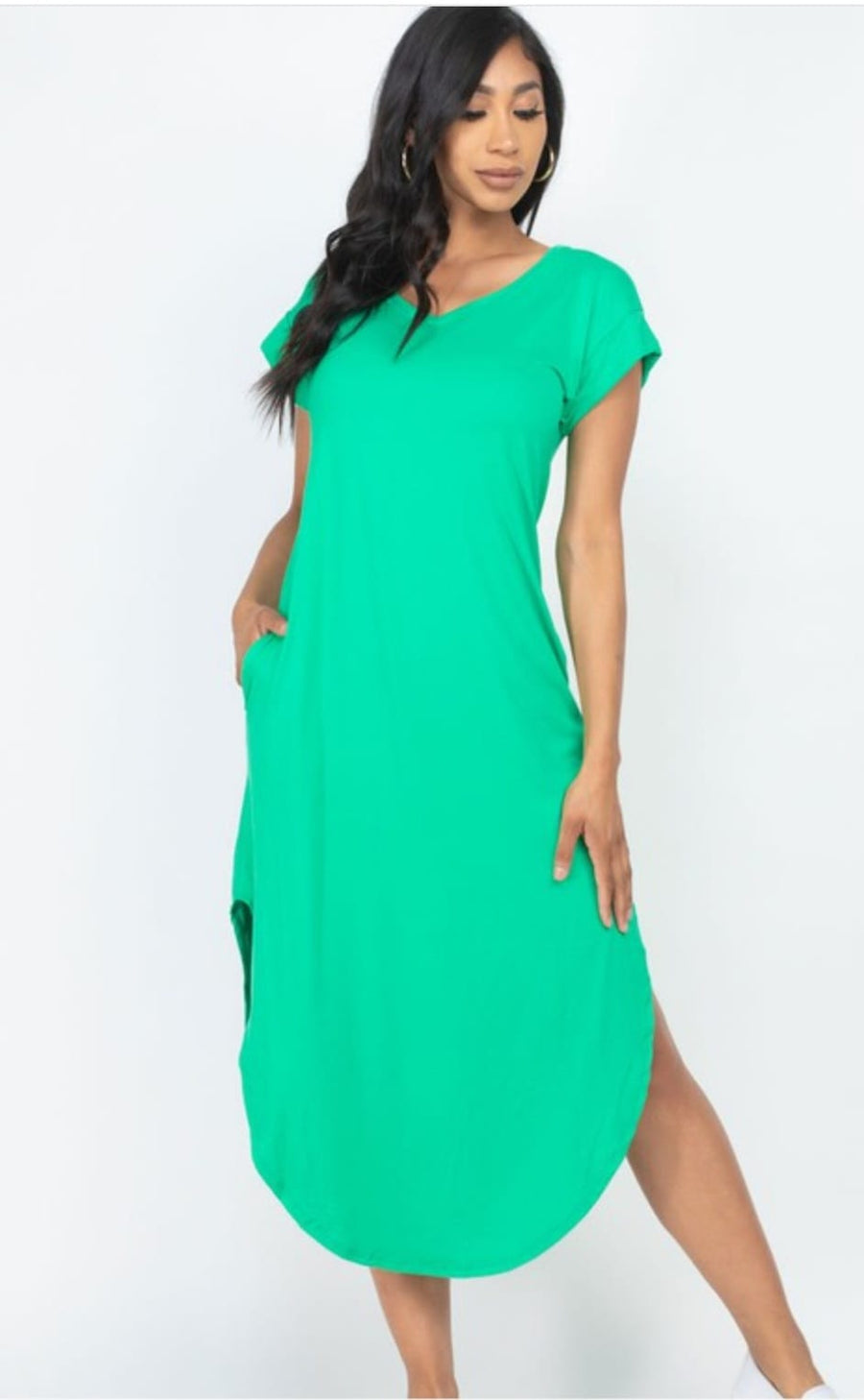 Cap Sleeve V Neck Maxi Dress