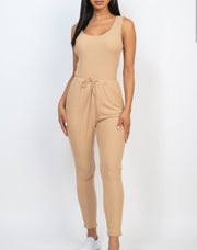Compromise Ribbed Sleeveless Drawstring Jumpsuit