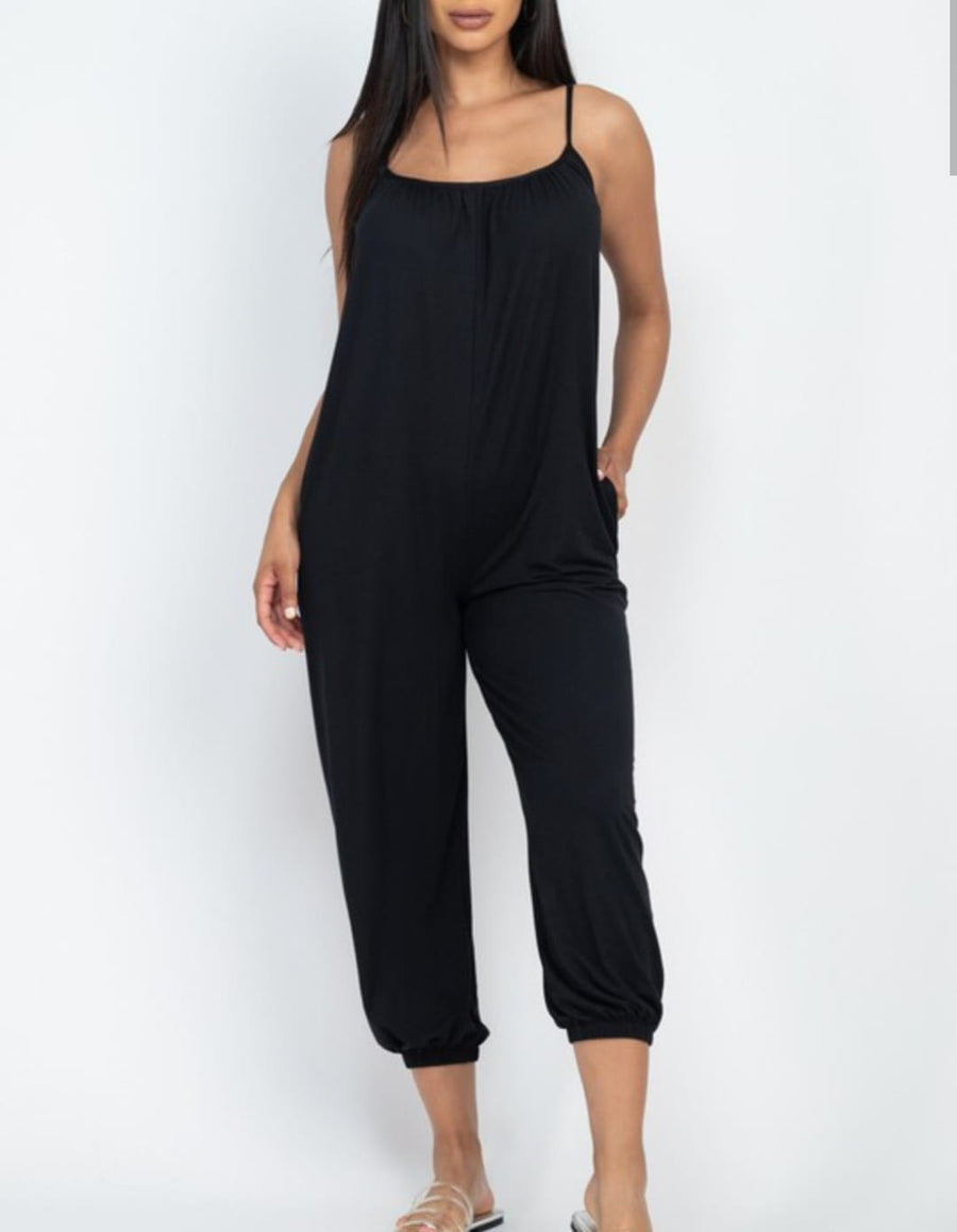 Upscale Classics Sleeveless Solid Coloured Jumpsuits