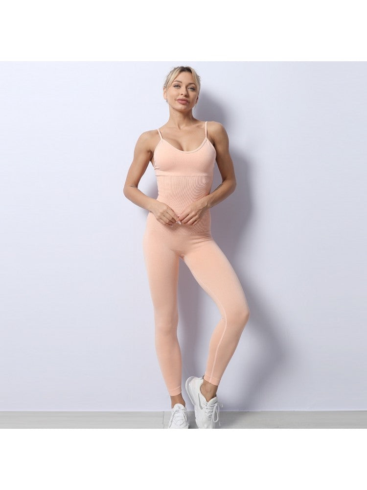 Skinny Pure Color Yoga Jumpsuit