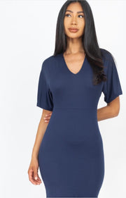 Dolman Sleeves Solid Mini Dress