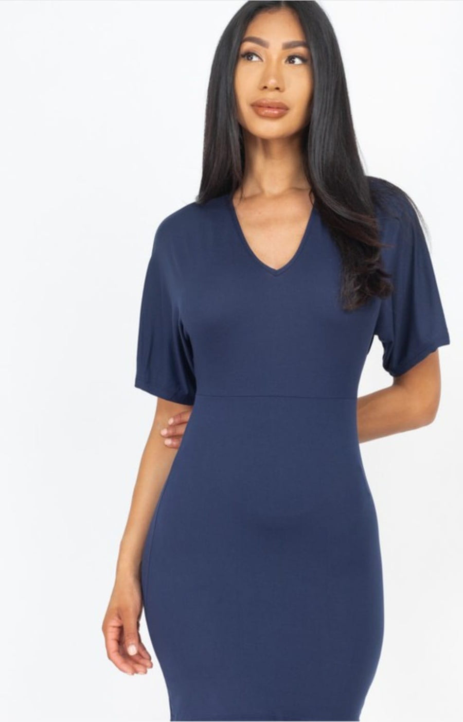 Dolman Sleeves Solid Mini Dress