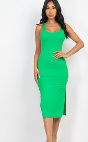 Open Back Side Split Midi Dress