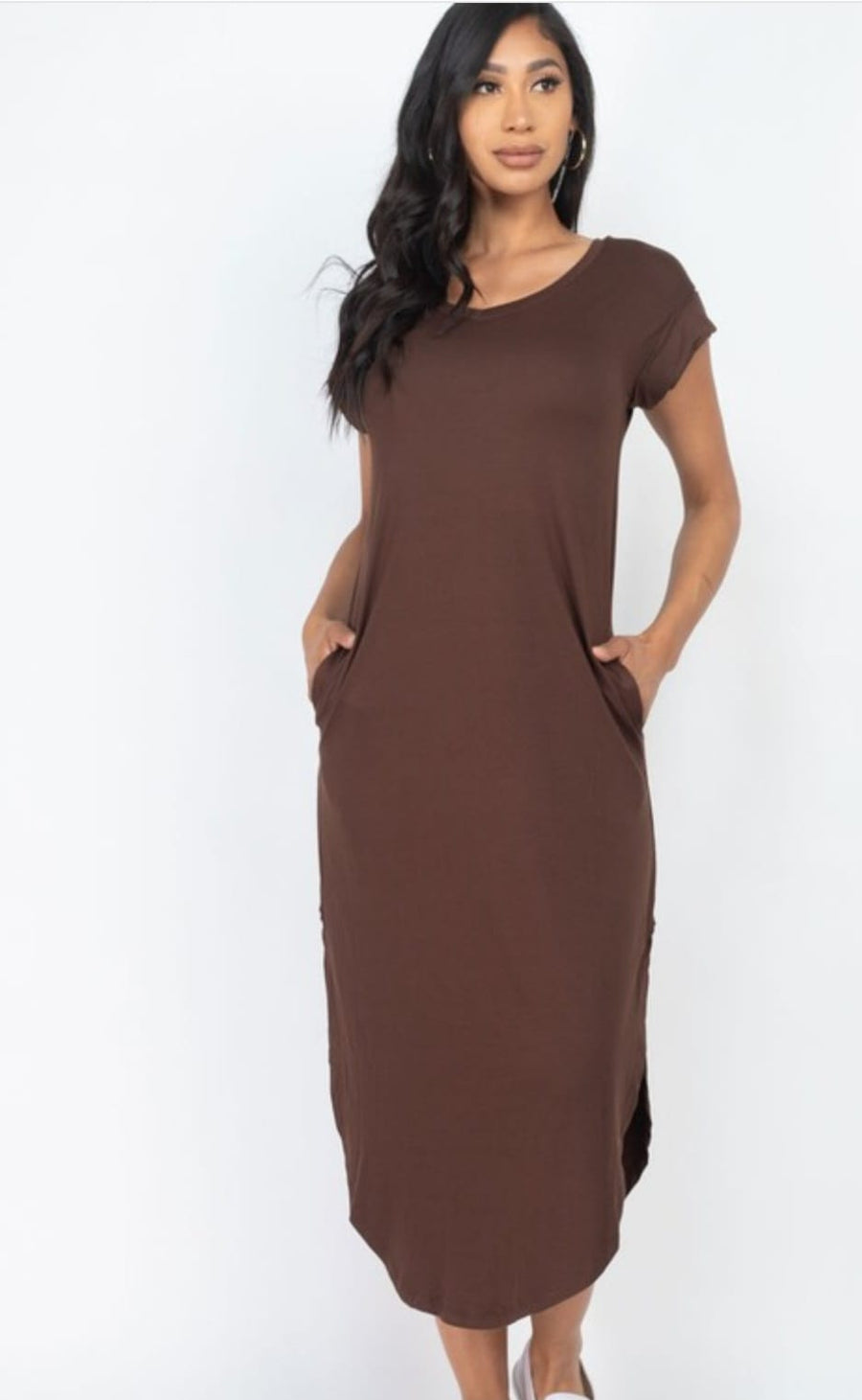 Cap Sleeve V Neck Maxi Dress
