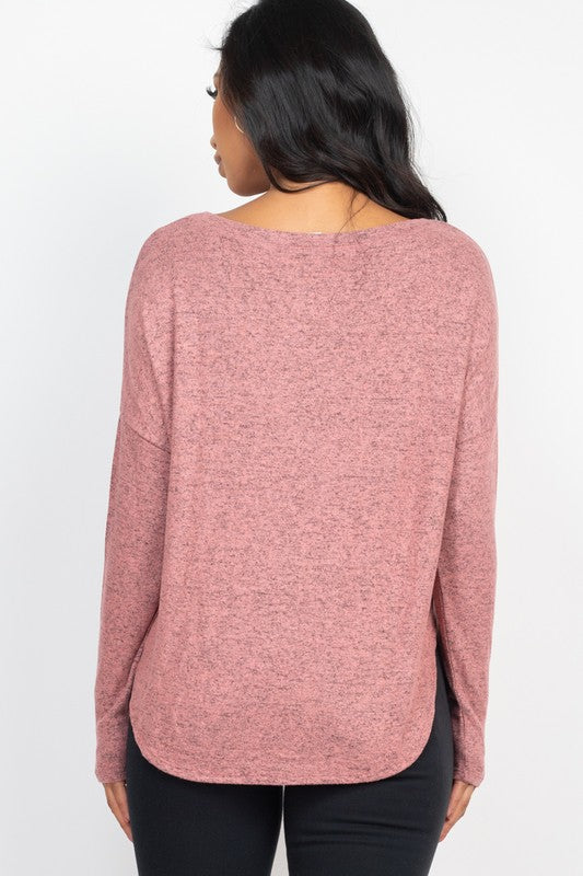 Dolman Sleeve Brushed Knit Tops