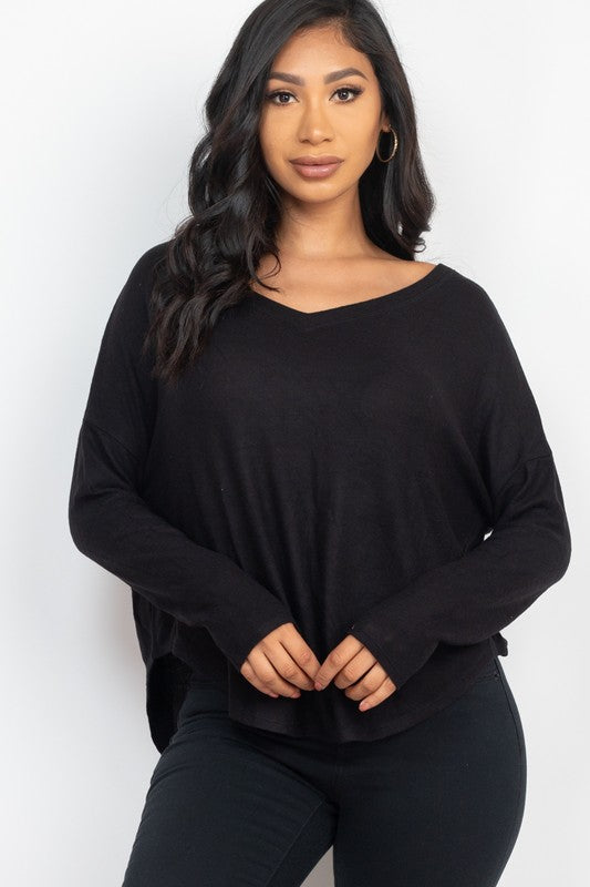 Dolman Sleeve Brushed Knit Tops