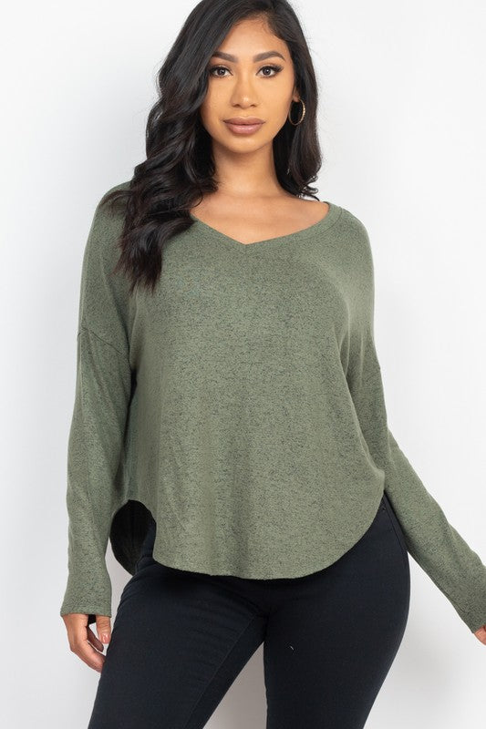 Dolman Sleeve Brushed Knit Tops