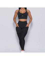 Pure Color Gauze Patchwork Yoga Set