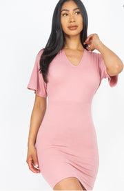 Dolman Sleeves Solid Mini Dress