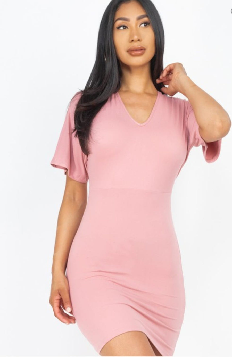 Dolman Sleeves Solid Mini Dress