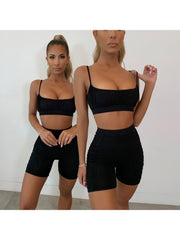 Pure Color Vest Top And Short Set