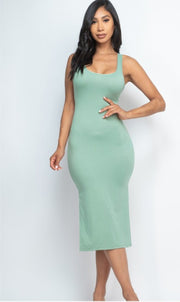 Open Back Side Split Midi Dress