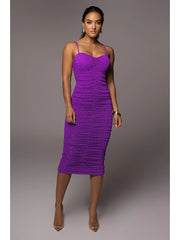 Ruched Pure Color Summer Camisole Dress