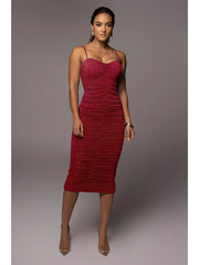 Ruched Pure Color Summer Camisole Dress