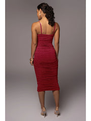 Ruched Pure Color Summer Camisole Dress