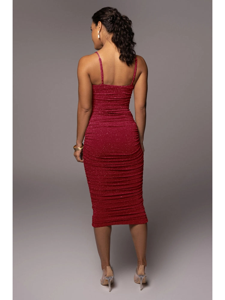 Ruched Pure Color Summer Camisole Dress