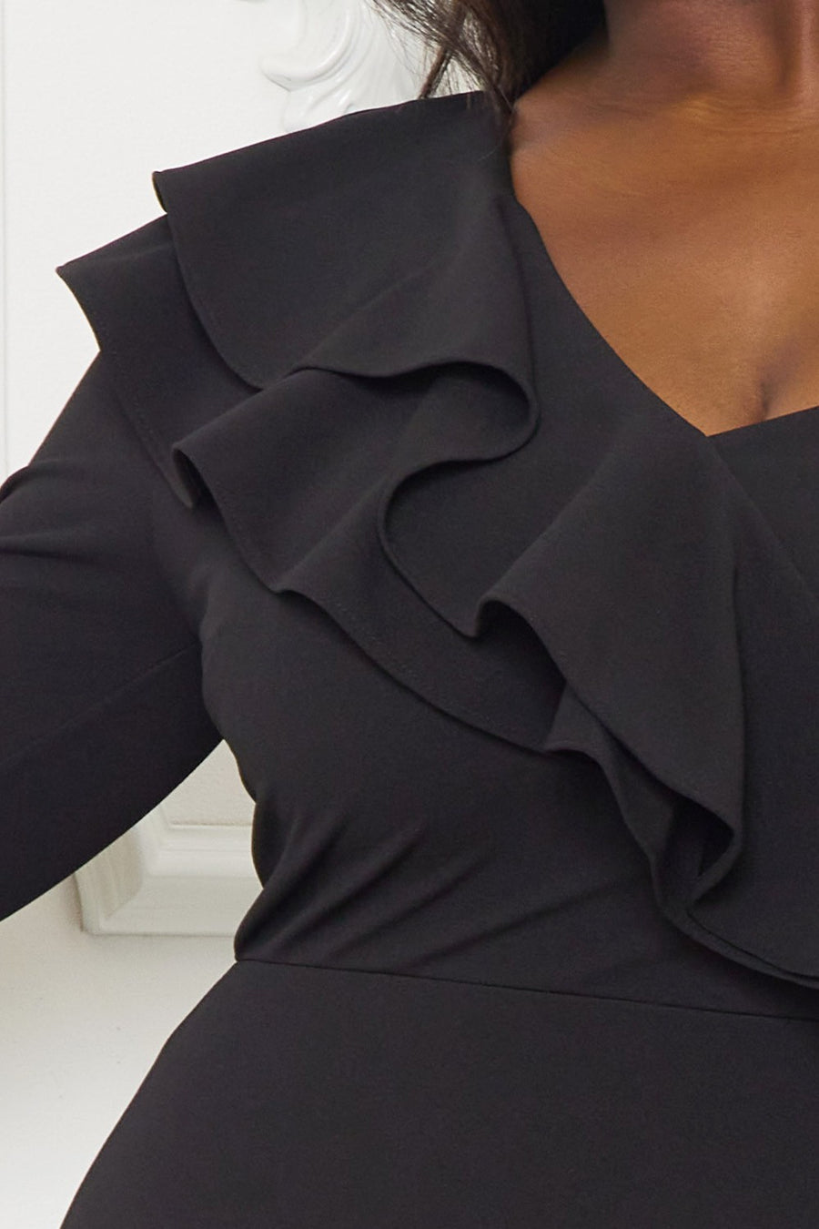 DOUBLE RUFFLE DETAIL PLUS SIZE MAXI DRESS