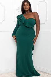 DOUBLE RUFFLE DETAIL PLUS SIZE MAXI DRESS