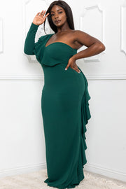 DOUBLE RUFFLE DETAIL PLUS SIZE MAXI DRESS