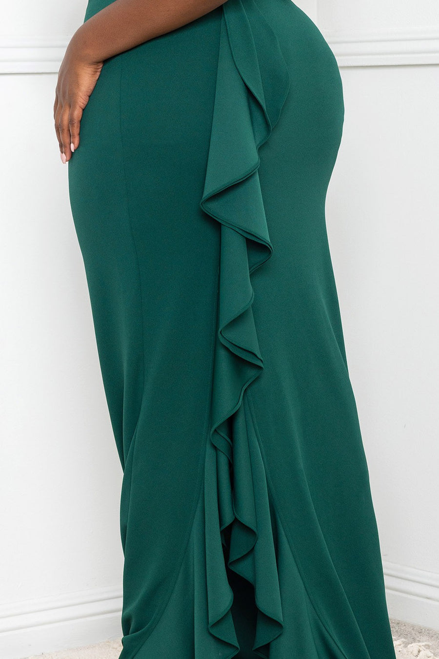 DOUBLE RUFFLE DETAIL PLUS SIZE MAXI DRESS