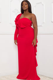 DOUBLE RUFFLE DETAIL PLUS SIZE MAXI DRESS