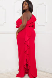 DOUBLE RUFFLE DETAIL PLUS SIZE MAXI DRESS