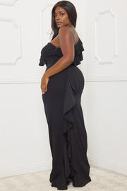 DOUBLE RUFFLE DETAIL PLUS SIZE MAXI DRESS
