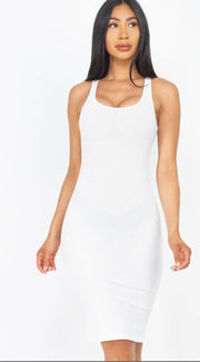 Ribbed Back Slit Ribbed Bodycon Dress