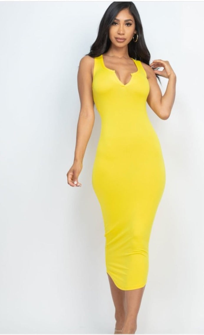 Split Neck Tank Dresses